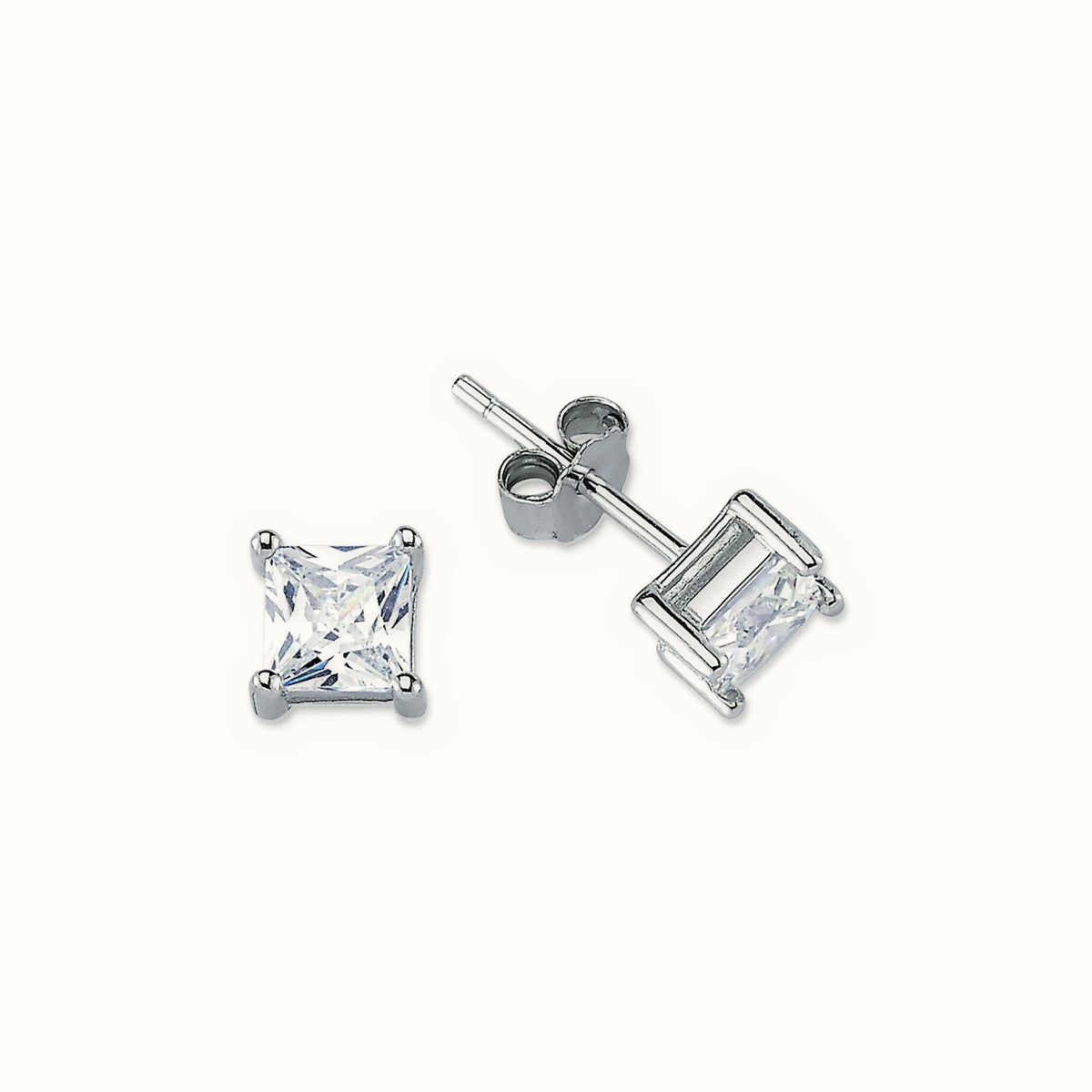 Sterling Silver 5mm CZ Set Stud Earrings Square – AES056