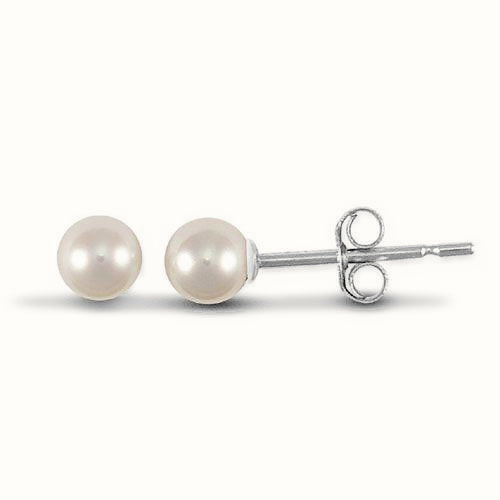 Sterling Silver cultured pearl 4mm stud earrings. – AES062