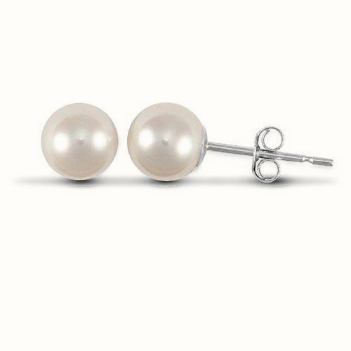 Sterling Silver cultured pearl 5.5mm stud earrings. – AES064