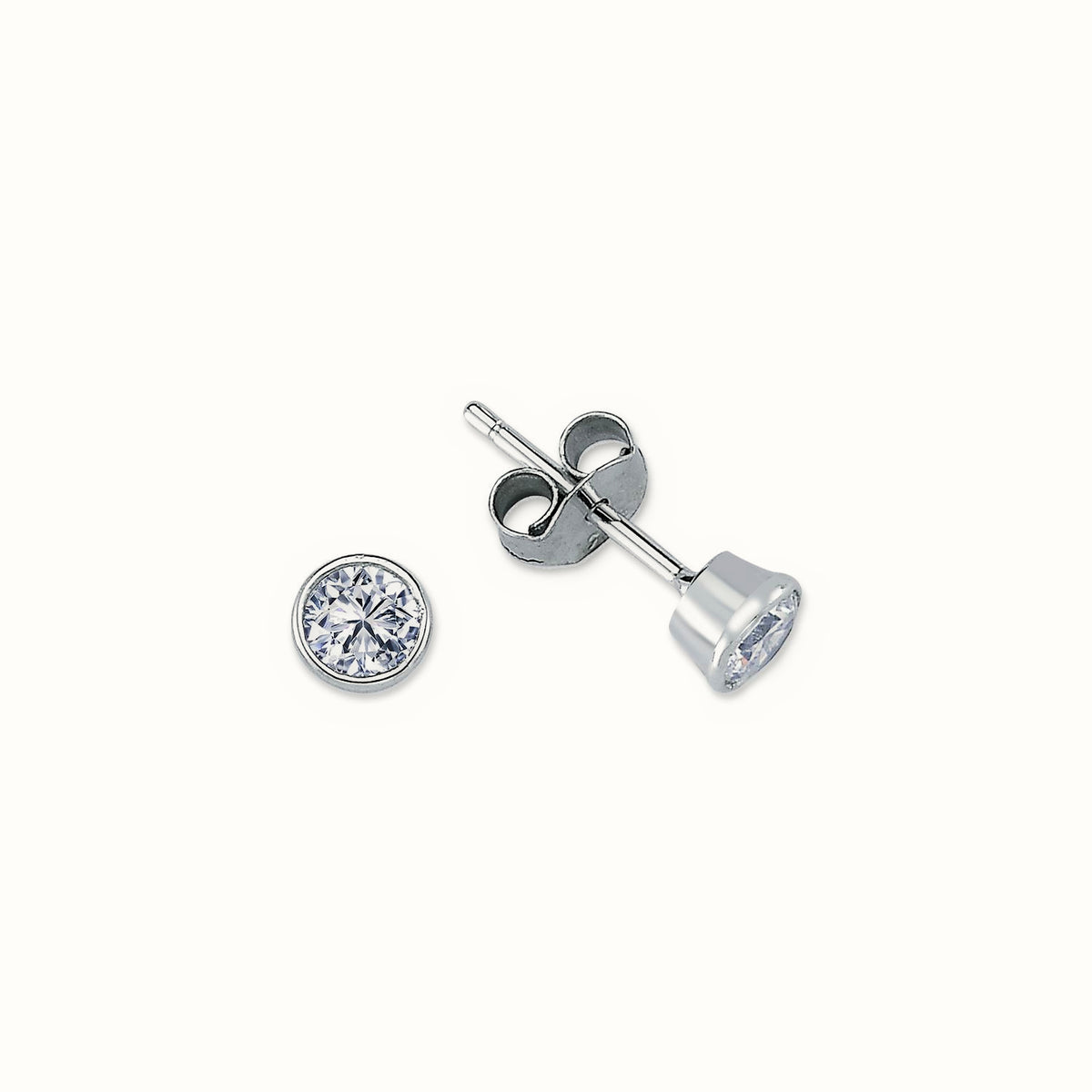 Sterling Silver 5mm CZ Set Rub Over Stud Earrings – AES113B