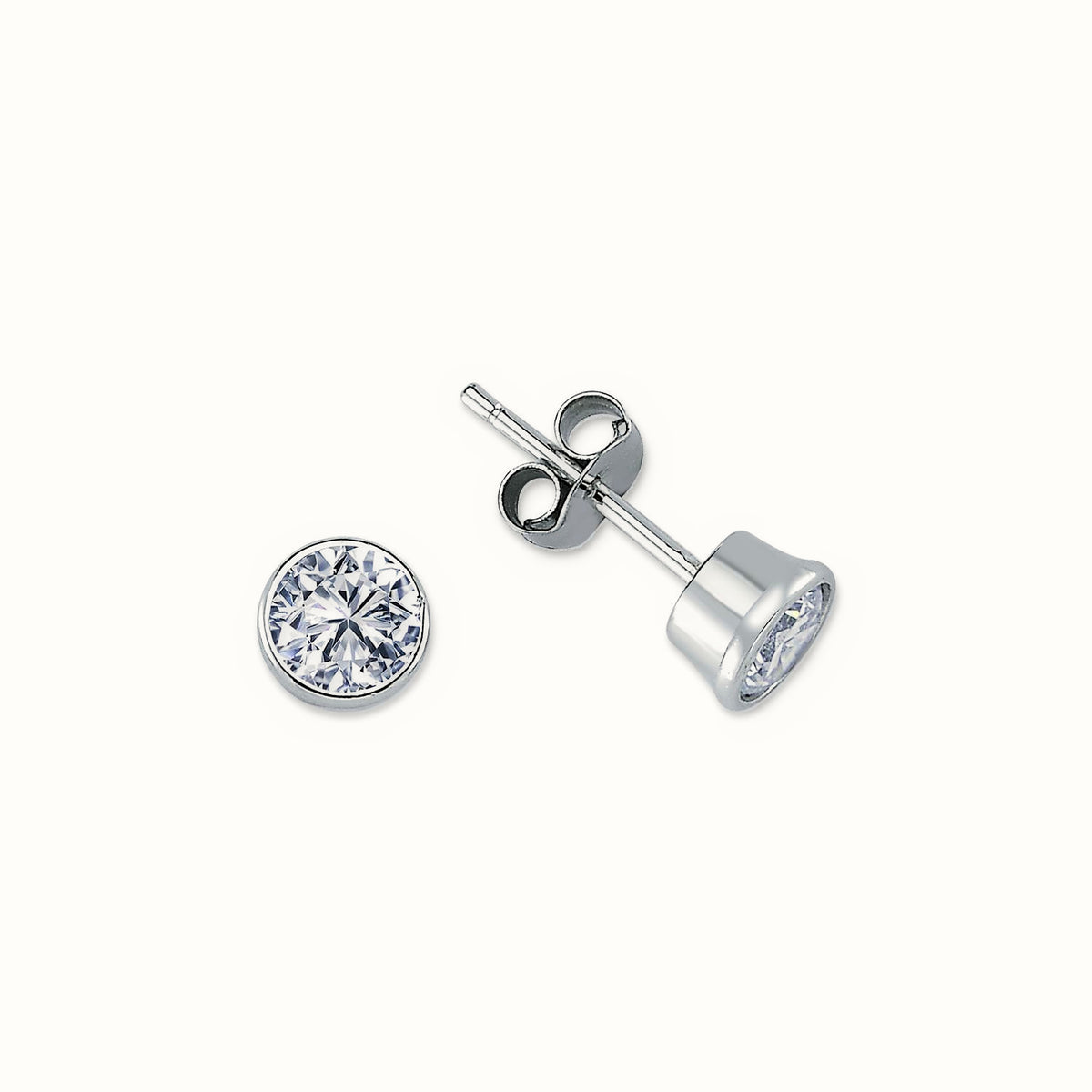 Sterling Silver 6mm CZ Set Rub Over Stud Earrings – AES113C