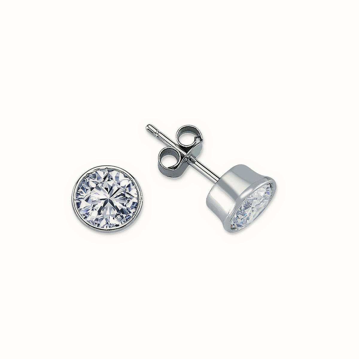 Sterling Silver 7mm CZ Set Rub Over Stud Earrings – AES113D