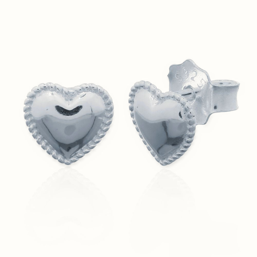 Sterling Silver Heart Stud Earrings – AES142
