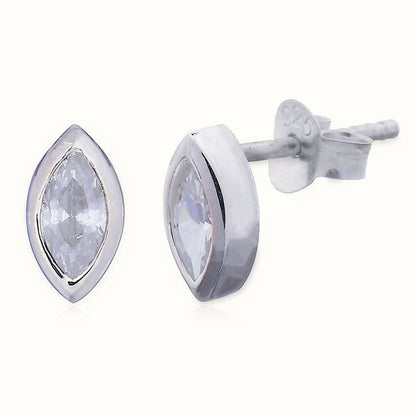 Sterling Silver Marquise CZ Set Stud Earrings – AES153