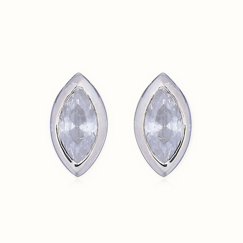 Sterling Silver Marquise CZ Set Stud Earrings – AES153