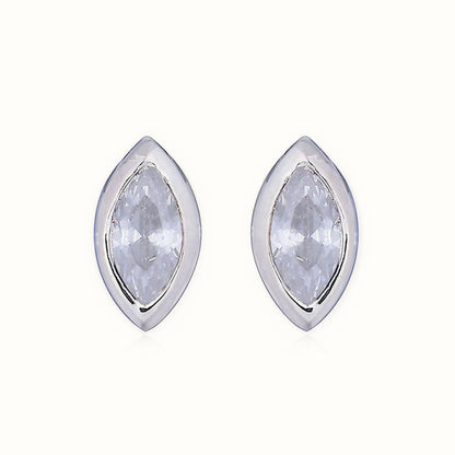 Sterling Silver Marquise CZ Set Stud Earrings – AES153