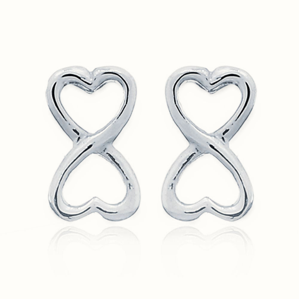 Sterling Silver Infinity Heart Stud Earrings – AES154