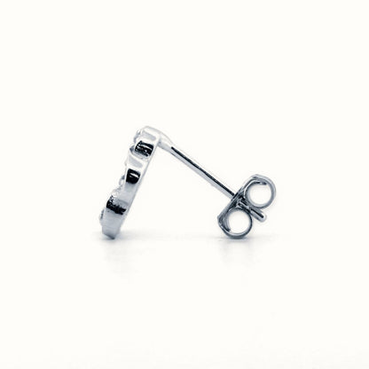 Sterling Silver Rhodium Plated CZ Set Clover Stud Earrings – AES171