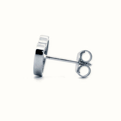 Sterling Silver Rhodium Plated CZ Set Heart Stud Earrings – AES172