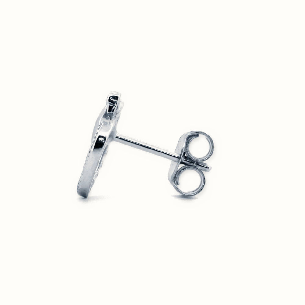 Sterling Silver Rhodium Plated CZ Set Heart Stud Earrings – AES173