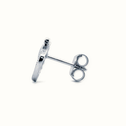 Sterling Silver Rhodium Plated CZ Set Heart Stud Earrings – AES173