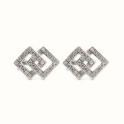Sterling Silver Rhodium Plated CZ Set Stud Earrings – AES176