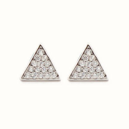 Sterling Silver Rhodium Plated CZ Set Triangle Stud Earrings – AES177