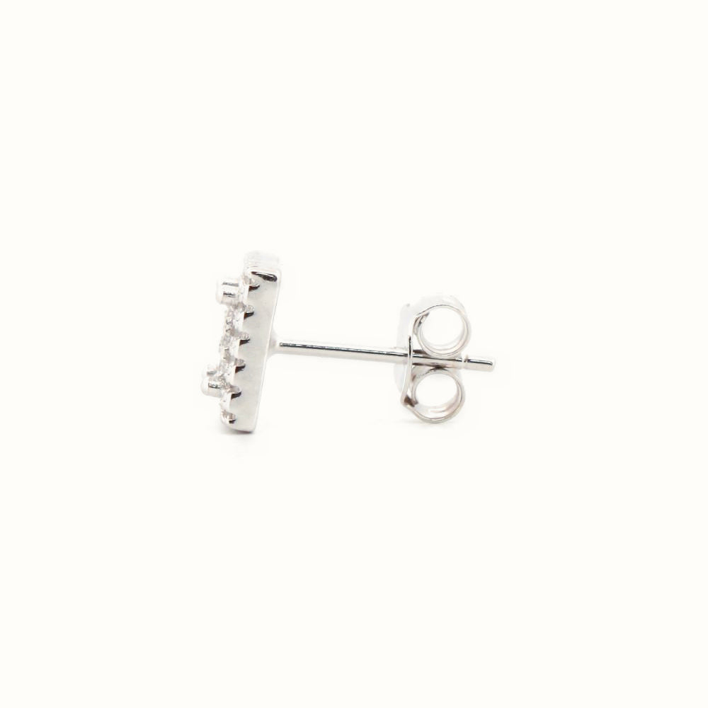 Sterling Silver Rhodium Plated CZ Set Stud Earrings – AES178