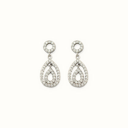 Sterling Silver Rhodium Plated CZ Set Drop Earrings – AES180