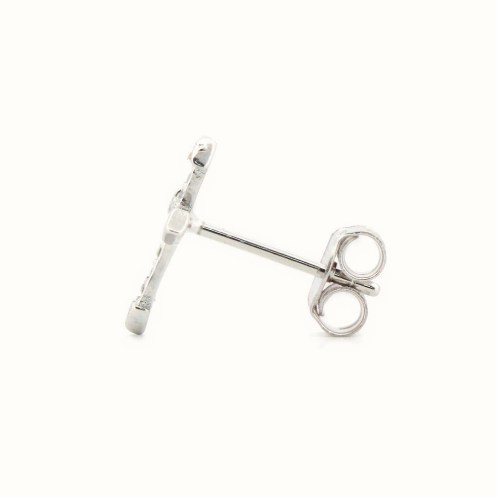 Sterling Silver Rhodium Plated CZ Set Cross Stud Earrings – AES181