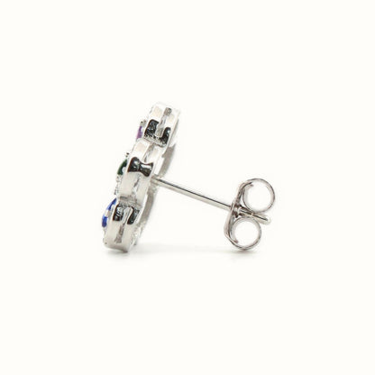 Sterling Silver Rhodium Plated CZ Set Stud Earrings – AES182