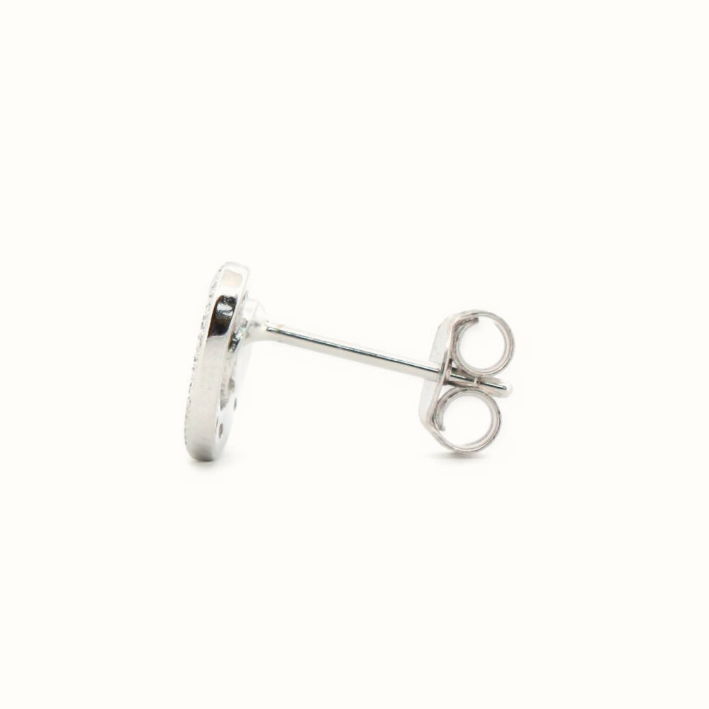 Sterling Silver Rhodium Plated CZ Set Heart Stud Earrings – AES183