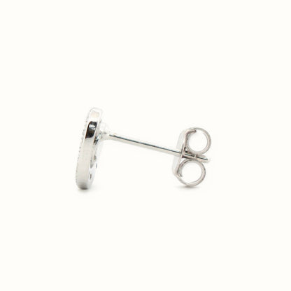 Sterling Silver Rhodium Plated CZ Set Heart Stud Earrings – AES183