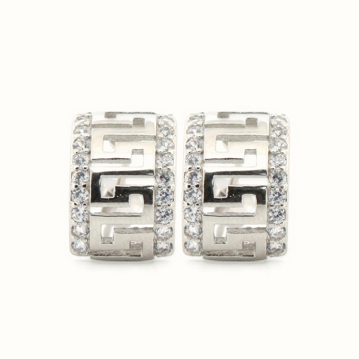 Sterling Silver Rhodium Plated CZ Set Stud Earrings – AES184