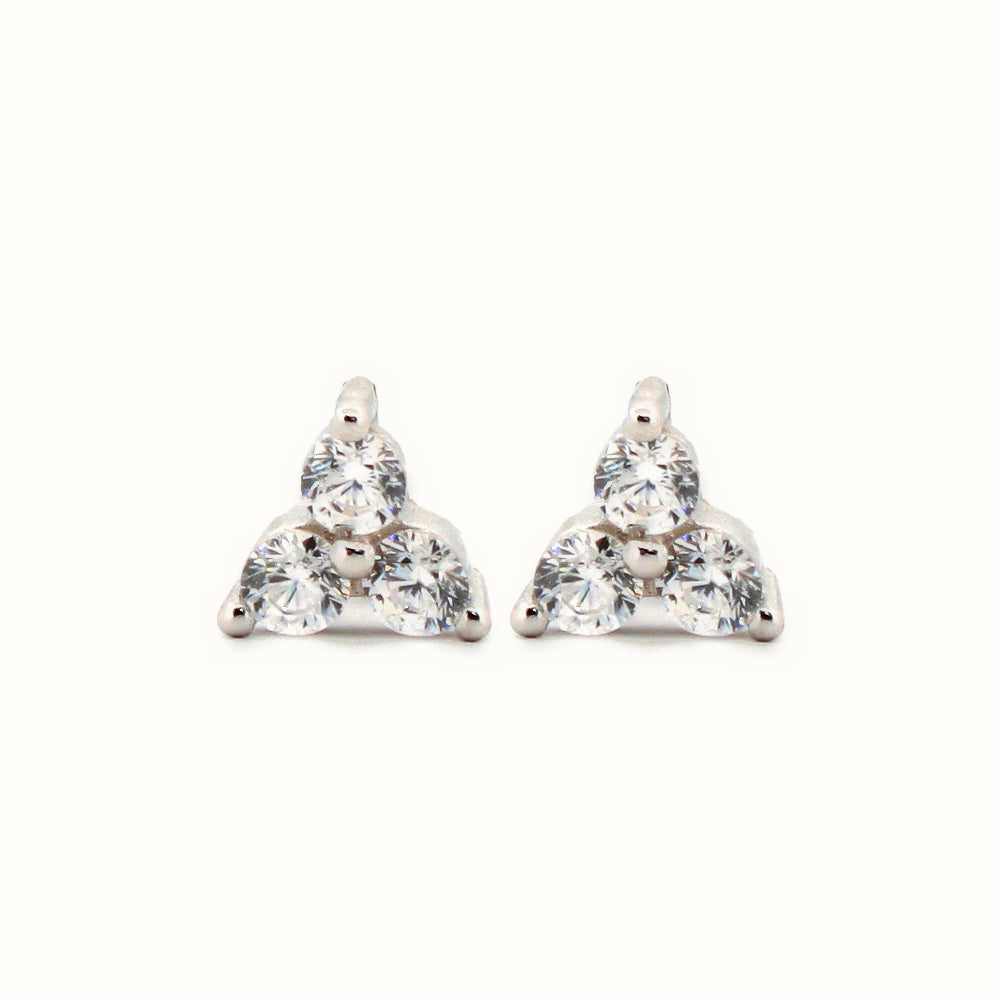 Sterling Silver Rhodium Plated CZ Set Stud Earrings – AES186