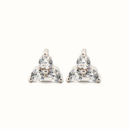 Sterling Silver Rhodium Plated CZ Set Stud Earrings – AES186