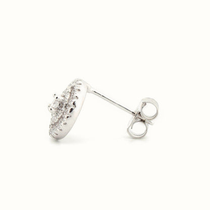 Sterling Silver Rhodium Plated CZ Set Stud Earrings – AES187