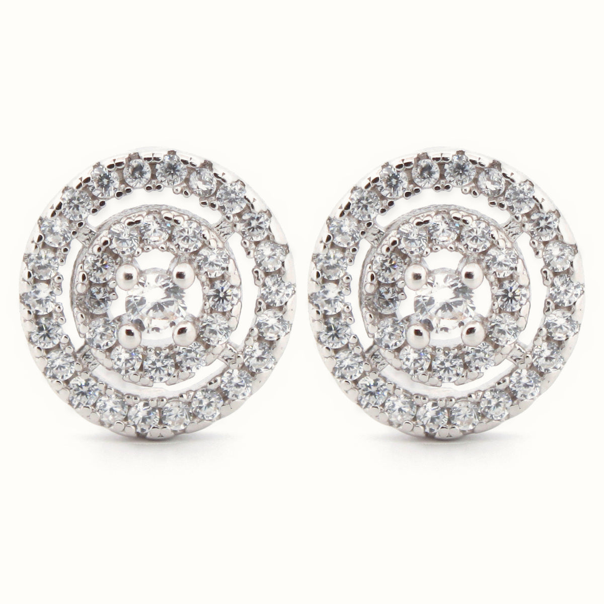 Sterling Silver Rhodium Plated CZ Set Stud Earrings – AES187