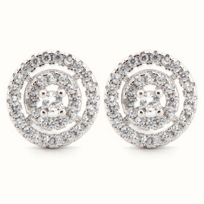 Sterling Silver Rhodium Plated CZ Set Stud Earrings – AES187