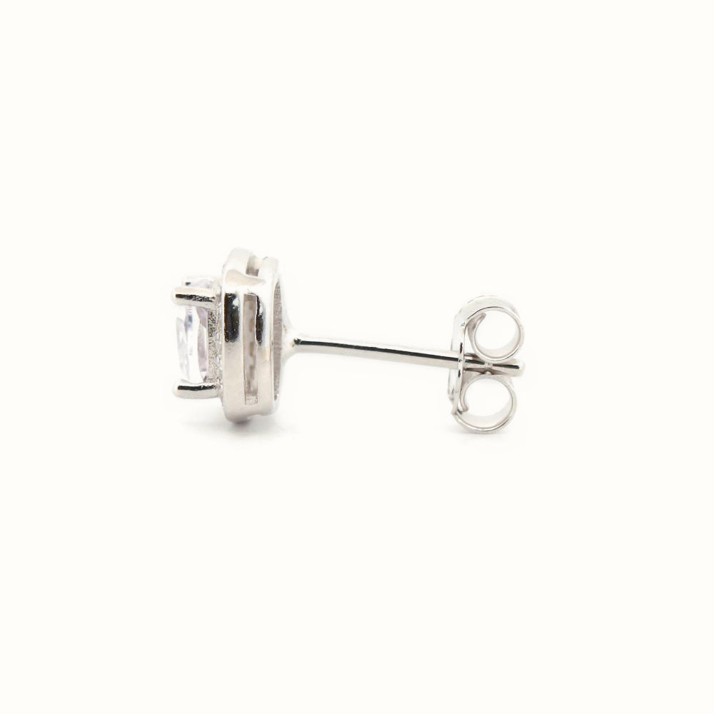 Sterling Silver Rhodium Plated CZ Set Stud Earrings – AES189
