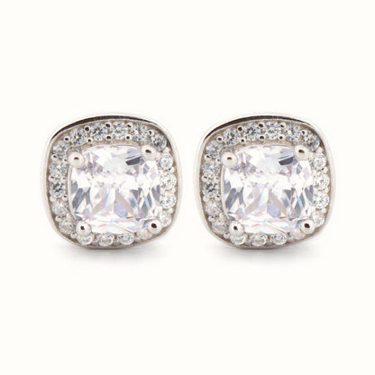 Sterling Silver Rhodium Plated CZ Set Stud Earrings – AES189