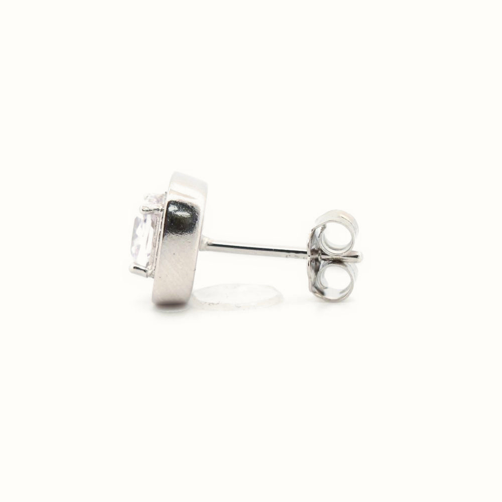 Sterling Silver Rhodium Plated CZ Set Stud Earrings – AES192
