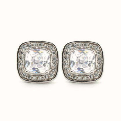 Sterling Silver Rhodium Plated CZ Set Stud Earrings – AES192