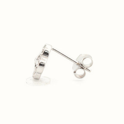 Sterling Silver Rhodium Plated CZ Set Stud Earrings – AES193