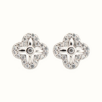 Sterling Silver Rhodium Plated CZ Set Stud Earrings – AES193