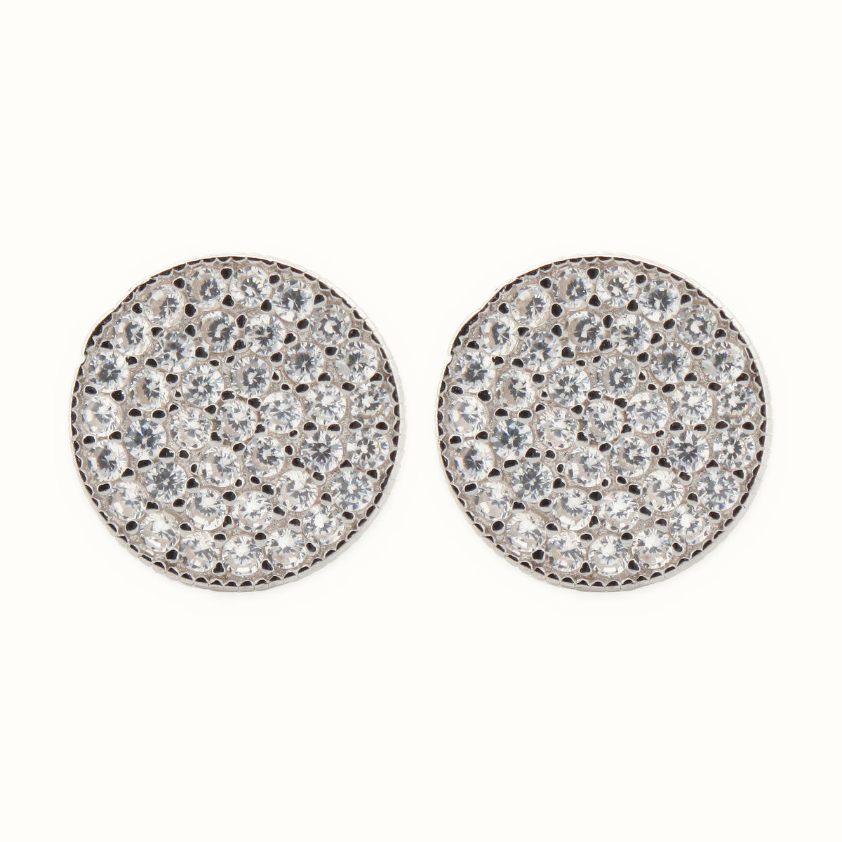 Sterling Silver Rhodium Plated CZ Set Stud Earrings – AES195