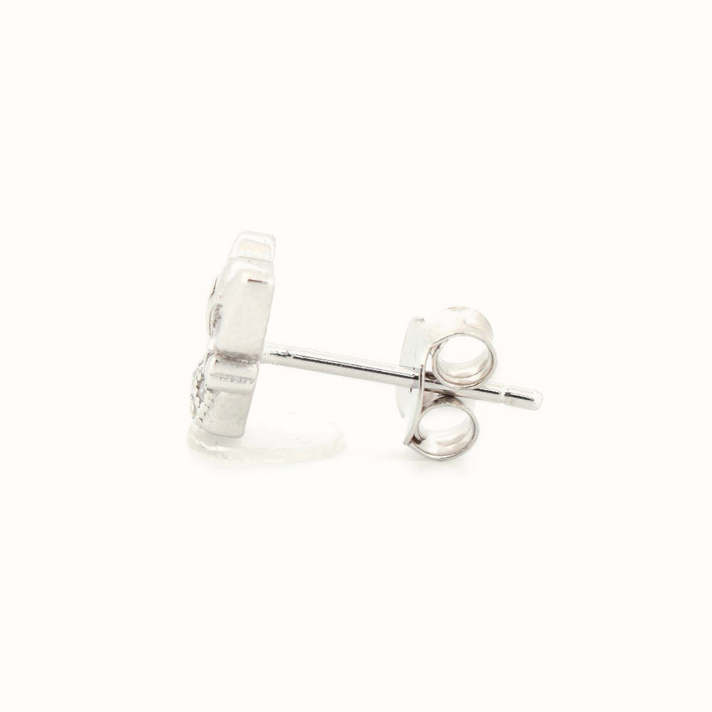 Sterling Silver Rhodium Plated CZ Set Stud Earrings – AES196