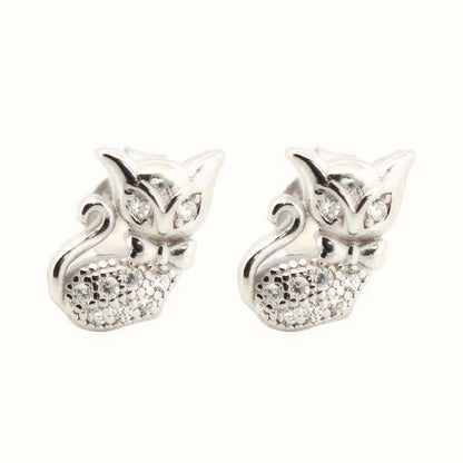 Sterling Silver Rhodium Plated CZ Set Stud Earrings – AES196