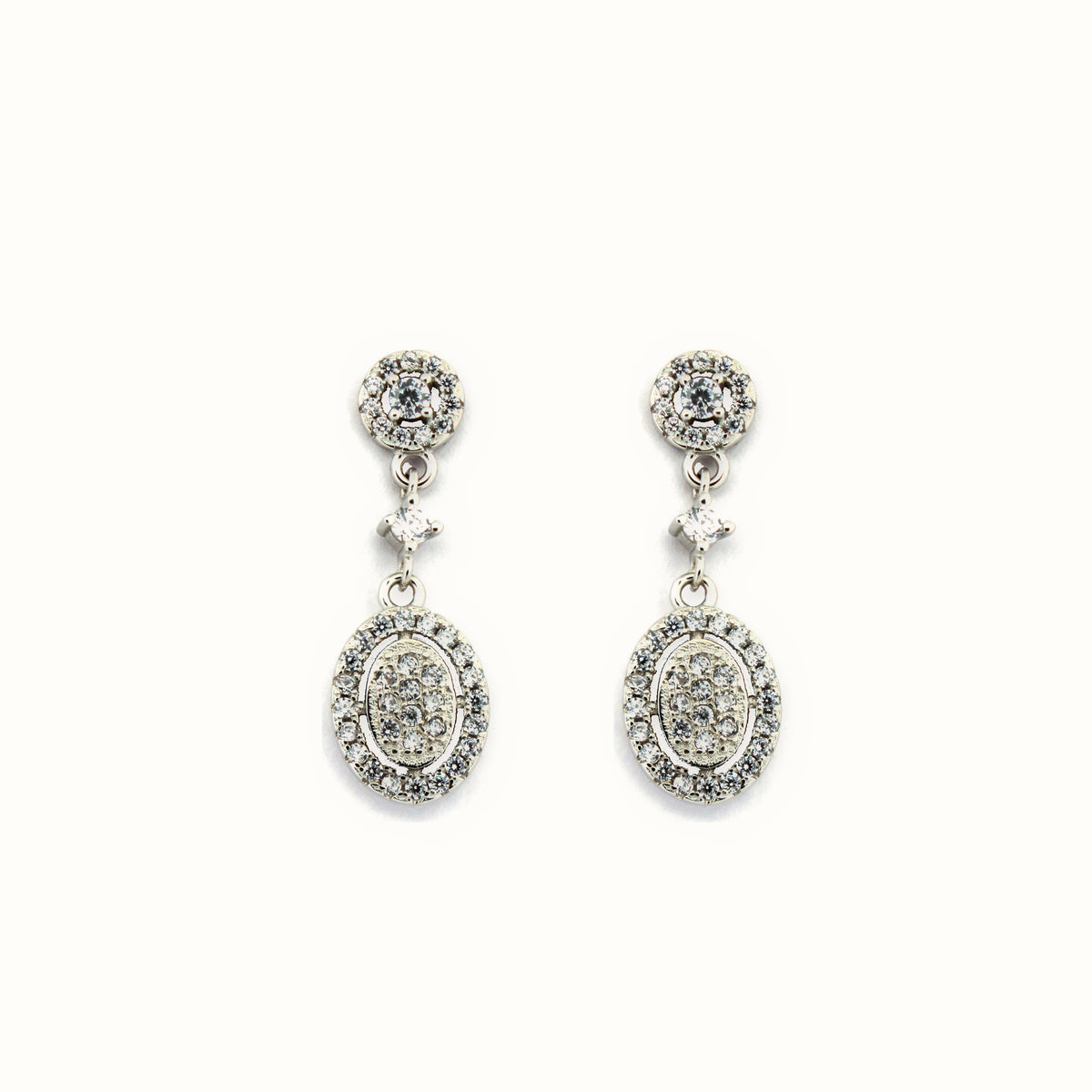 Sterling Silver Rhodium Plated CZ Set Stud Earrings – AES197