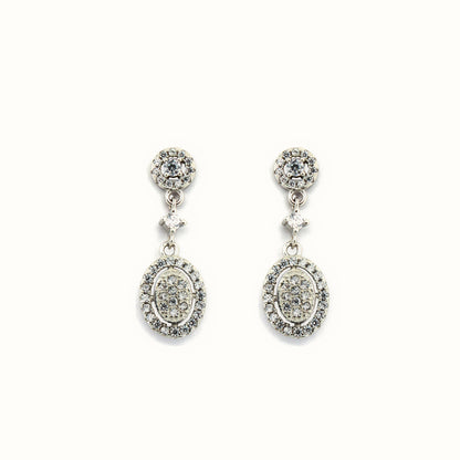 Sterling Silver Rhodium Plated CZ Set Stud Earrings – AES197