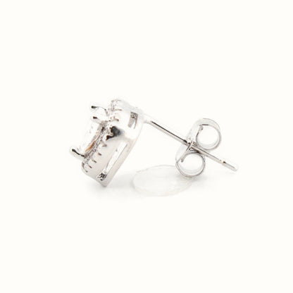 Sterling Silver Rhodium Plated CZ Set Stud Earrings – AES198