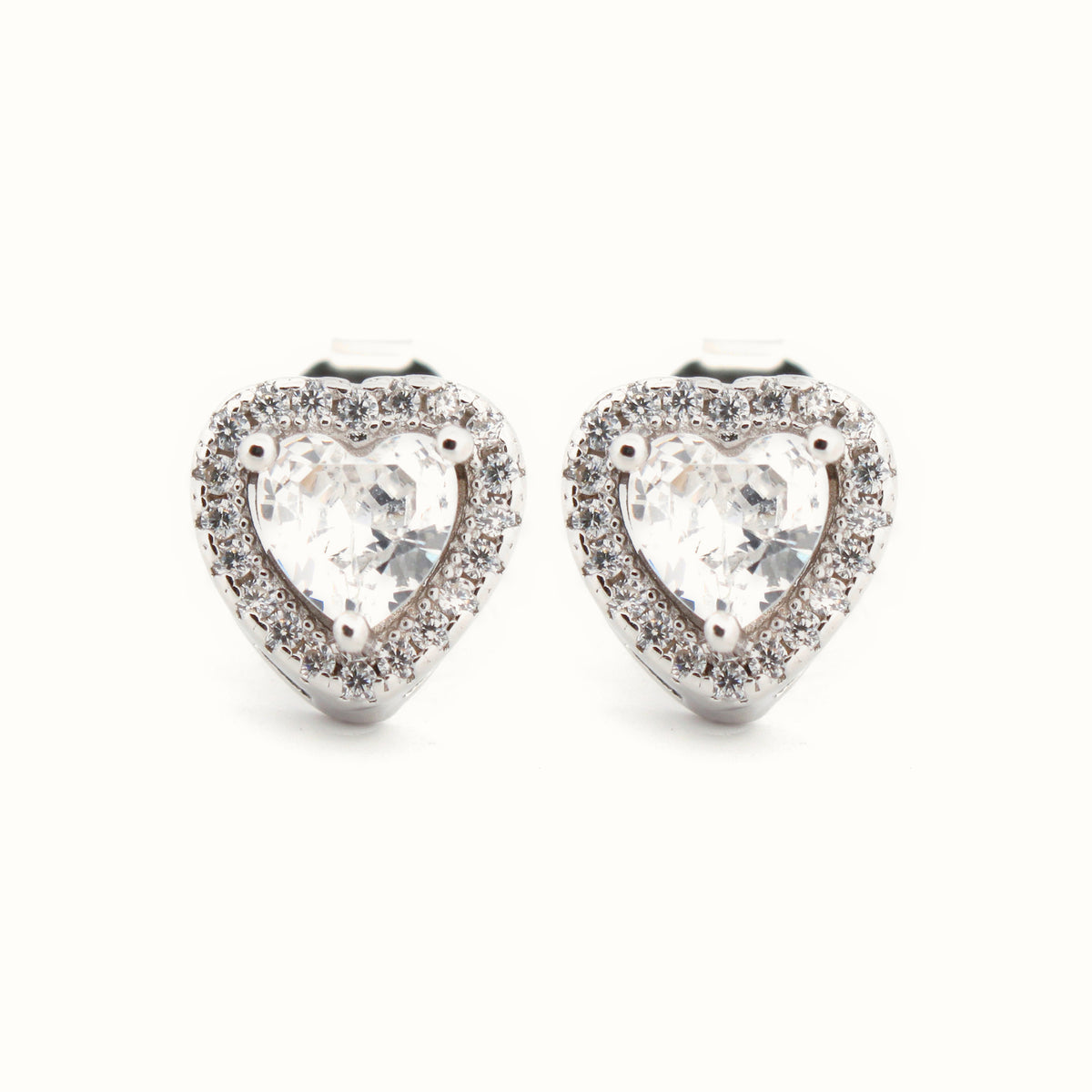 Sterling Silver Rhodium Plated CZ Set Stud Earrings – AES198
