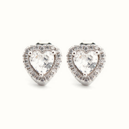 Sterling Silver Rhodium Plated CZ Set Stud Earrings – AES198