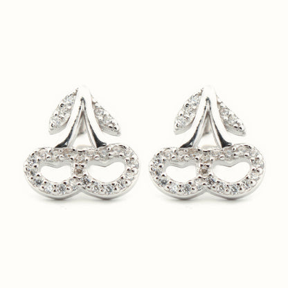 Sterling Silver Rhodium Plated CZ Set Stud Earrings – AES199