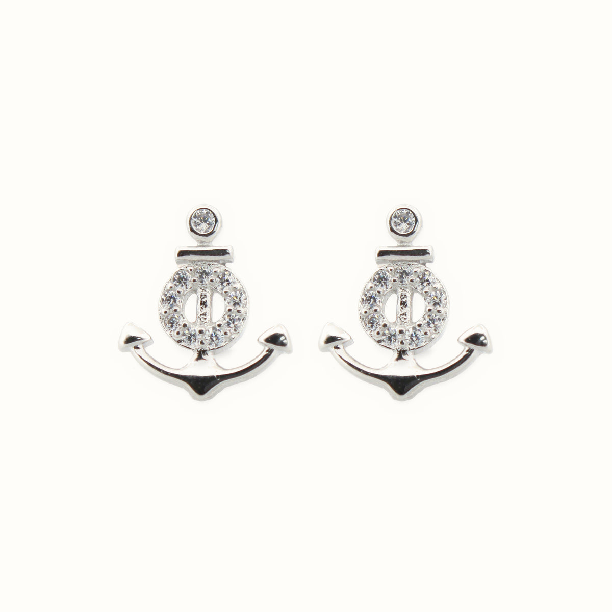 Sterling Silver Rhodium Plated CZ Set Stud Earrings – AES200