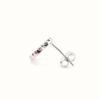 Sterling Silver Rhodium Plated CZ Set Stud Earrings – AES201