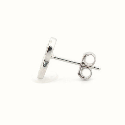 Sterling Silver Rhodium Plated CZ Set Stud Earrings – AES203