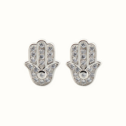 Sterling Silver Rhodium Plated CZ Set Stud Earrings – AES203