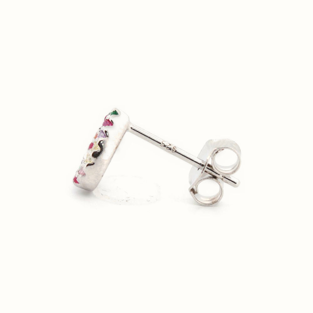 Sterling Silver Rhodium Plated CZ Set Stud Earrings – AES205
