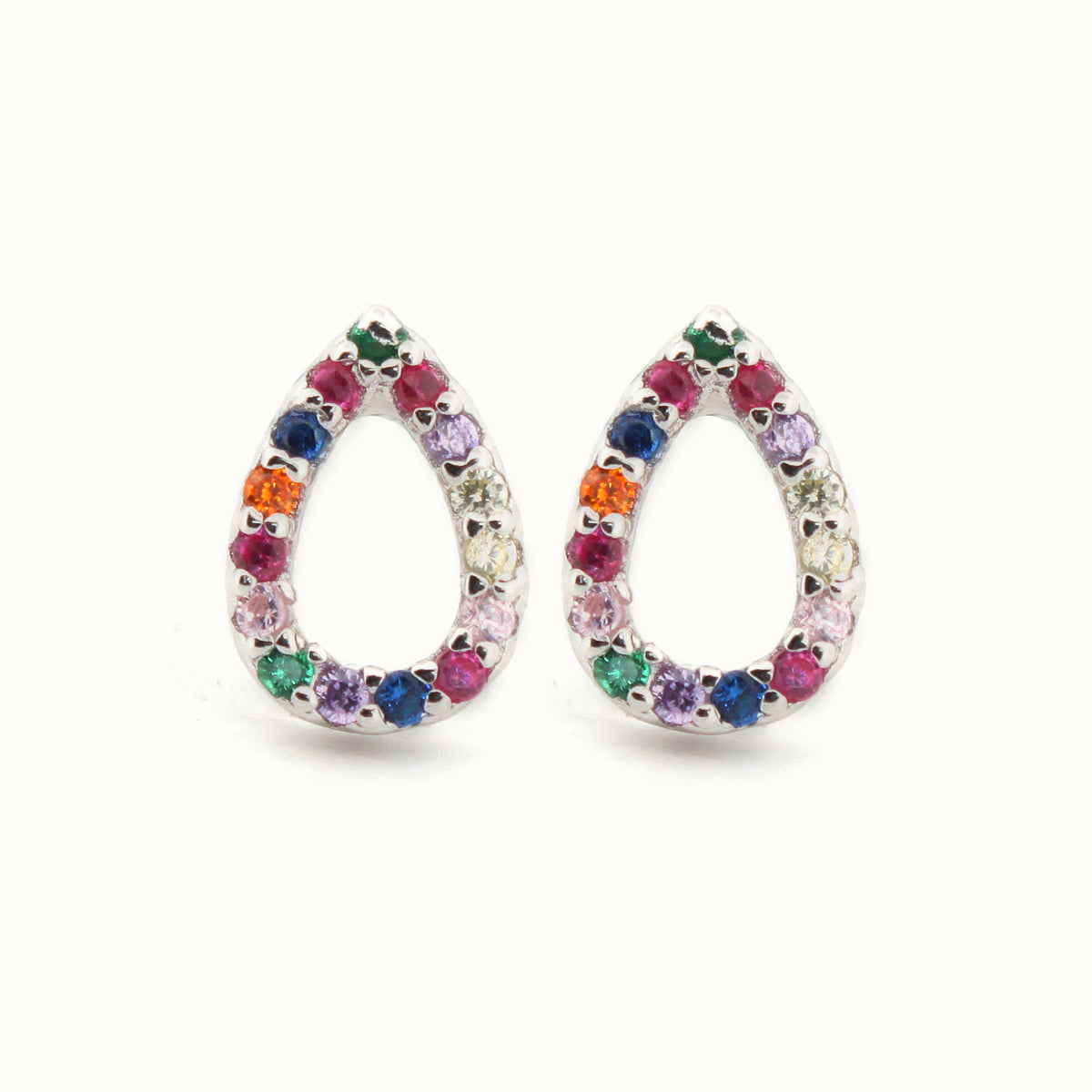 Sterling Silver Rhodium Plated CZ Set Stud Earrings – AES205